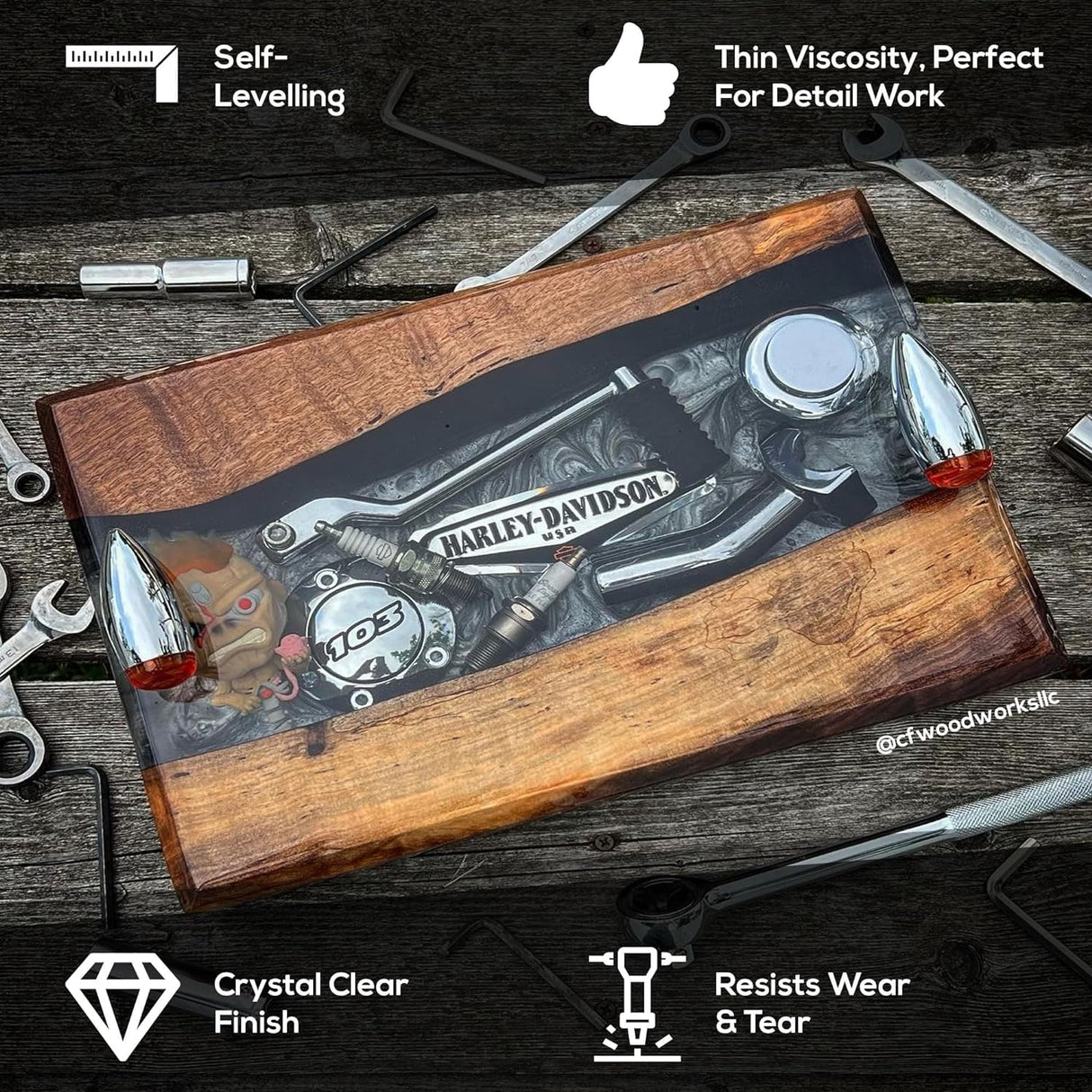 Deep Pour Epoxy Resin Liquid Glass 48 oz Kit, 2-4 inch Super Clear Amazing Flower Casting Resin Kit, Wood Inlay High Temp Heat UV Resistant Epoxy, Bubble Free Food Grade Safe Low Viscosity FGCI