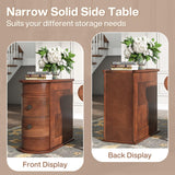 Tribesigns Wood End Table Set of 2, Narrow Solid Side Table 2-Drawer Slim Chair Side Table, No Assembly Required, Finished Back, Walnut Tribesigns