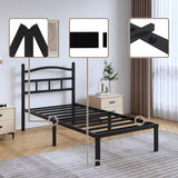SHOANED 14 Inch Metal Bed Frame - Twin Size Heavy Duty Bedframe with Headboard Black Basic Steel Slats Platform No Box Spring Needed/Easy Assembly/Noise Free SHOANED