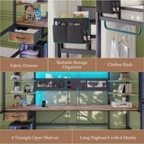 Dnxao Loft Bed Twin Size with Desk,Twin Loft Bed with Storage Organizer,LED Lights and Charging Station, Bunk Bed with Desk, Space Saving, Noise Free, No Box Spring Needed,Rustic Brown Dnxao