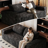 Cloud Loveseat Sofa, Modern Corduroy 2-Seater Couch with Deep Seat, No Assembly Required Memory Foam Sofa, Boneless Sofa in a Box for Bedroom, Apartment, Office,Small Space (Black,63in) atosela