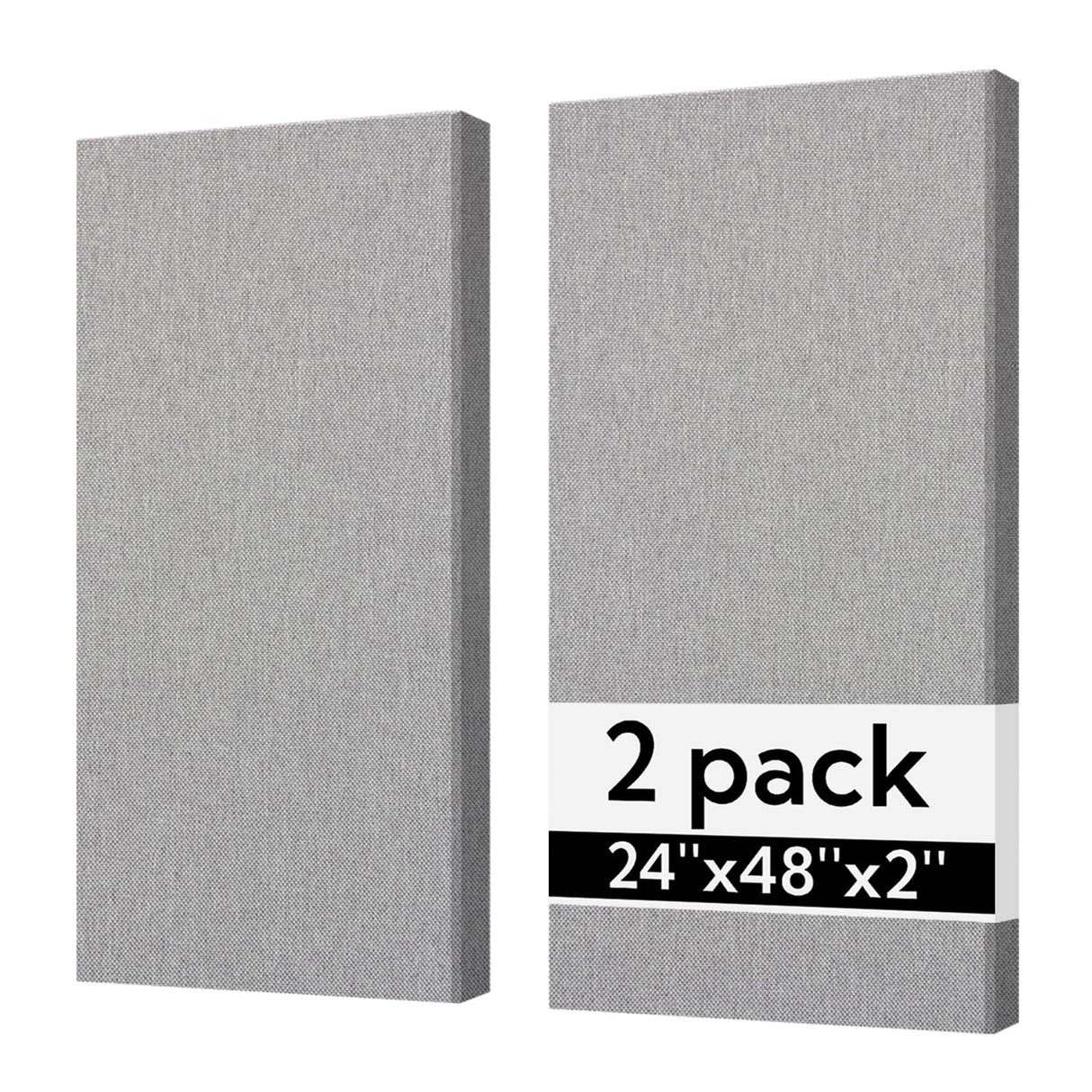 Olanglab Sound Absorbing Acoustic Wall Panels 2 Pack, 2'' 24''x48'' Fiberglass Sound Dampening Panels, Large Fabric Wrapped Sound Proof Panels for Walls (Light Gray) Olanglab