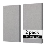 Olanglab Sound Absorbing Acoustic Wall Panels 2 Pack, 2'' 24''x48'' Fiberglass Sound Dampening Panels, Large Fabric Wrapped Sound Proof Panels for Walls (Light Gray) Olanglab