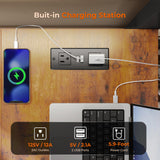 Itaar Twin Loft Bed with L-Shaped Desk, LED Lights and Charging Sation, Loft Bed Twin Size with 3-Tier Storage Shelves and Clothes Rail, Safety Guard & Ladder, No Box Spring Needed, Rustic Brown Itaar