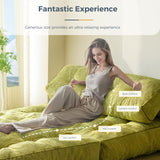 MAXYOYO Folding Sofa Bed, Convertible Sleeper Chair with Pilow Foldable Matress with Back Support, Portable Fold Out Chair Bed for Living Room Bedroom, Green Double MAXYOYO