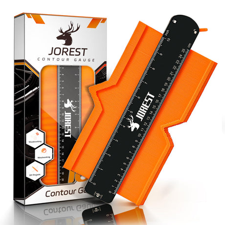 JOREST Contour Gauge with Lock (10 Inch), Gifts Ideas for Men Dad Carpenter Handyman, Profile Tool for Tile Flooring, Carpet laying, Woodworking, Measuring Angle/Shape/Outline/Edge Jorest