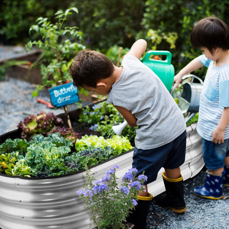 JERIA Raised Garden Bed,Galvanized Raised 2 Pcs 4×2×1ft Planter Boxes Outdoor with Easy Assembly, Large Garden Bed for Vegetables, Fruits, Flower JERIA
