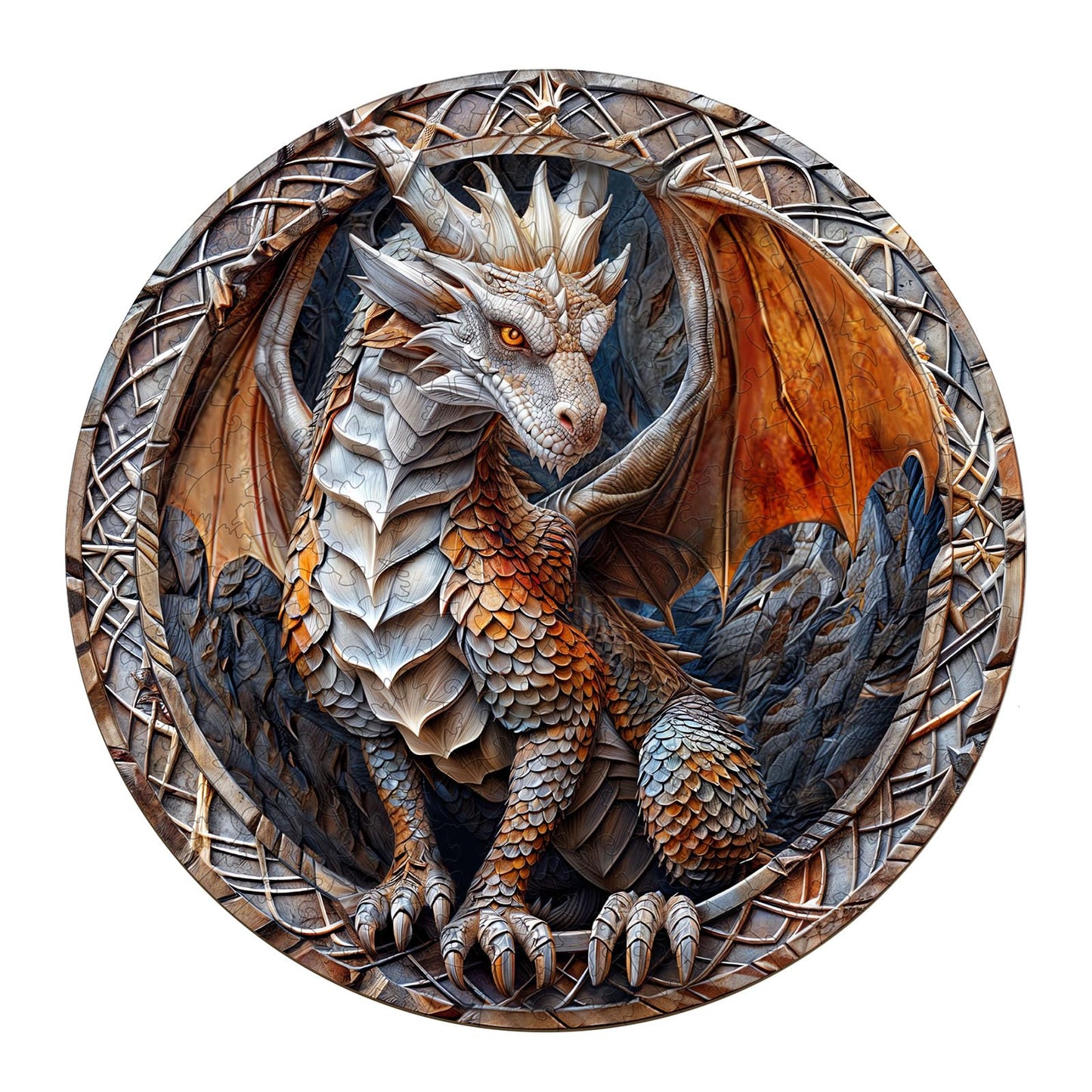 Wooden Puzzles for Adults, Wooden Flat Puzzles with 3D Visual Effect, Cave Dragon Puzzles, Unique Puzzles Gifts for Women Men (M-11.4 * 11.4in 200pcs)