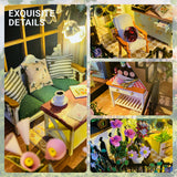 PANZIYU DIY Miniature House Kit, Fairy Dollhouse for Adults to Bulid,Tiny Home Making Kit with Wooden Furniture and LED, Halloween Decoration for Family and Friends (Darcy Flower House) PANZIYU