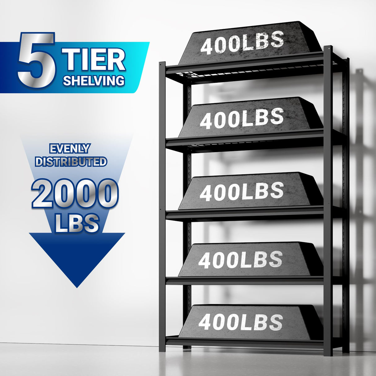 FLEXIMOUNTS 72" H Garage Shelving, 5-Tier Garage Storage Shelves, Standing Shelving Unit, Metal Wire Rack, Heavy Duty Shelves for Basement, Warehouse, 36" W x 16" D x 72" H FLEXIMOUNTS