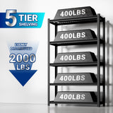 FLEXIMOUNTS 72" H Garage Shelving, 5-Tier Garage Storage Shelves, Standing Shelving Unit, Metal Wire Rack, Heavy Duty Shelves for Basement, Warehouse, 36" W x 16" D x 72" H FLEXIMOUNTS