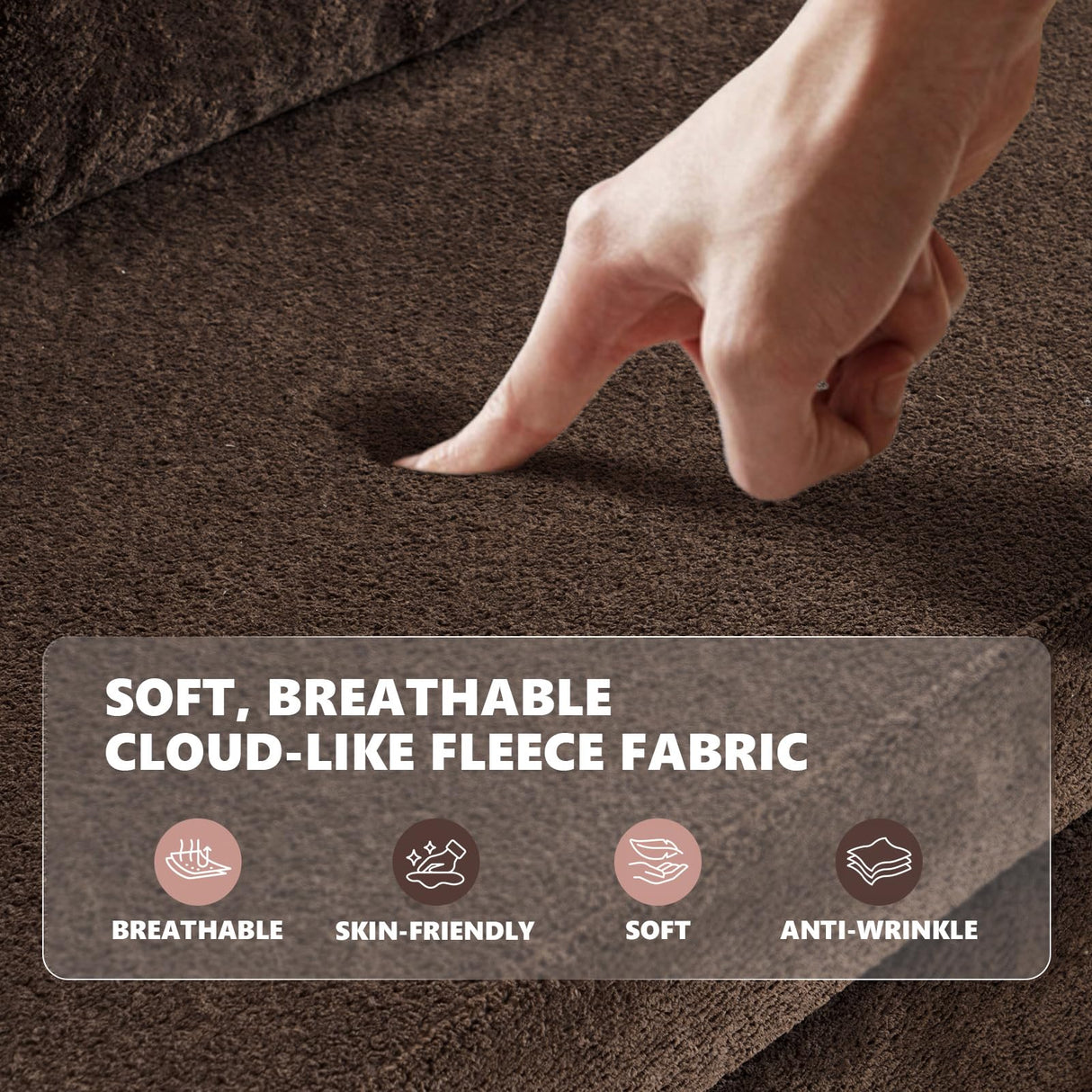 VINGLI Convertible Sofa Bed Couches for Living Room, Sleeper Sofa with Pull Out Couch Bed, Cloud-Like Plush Fleece L-Shape Sectional Couch with Storage Chaise, USB Charging, Side Pockets (Dark Brown) VINGLI