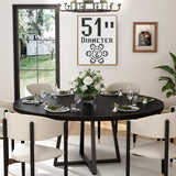 Black Round Dining Table for 6 - Modern Circle 51 Inch Large Room Kitchen Dinning Tables for 4 to 6 Person Seats Small Spaces Wood Dinner Mesa De Comedor Redonda NUTIKAS
