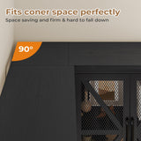 HAUOMS Corner Bookshelf, 5 Tier Industrial Convertible Bookshelf with 6 Fabric Drawers, Corner Bookcase Large L Shaped Storage Display Shelf for Home Office, Living Room, Kitchen, Black HAUOMS