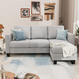 YESHOMY Convertible Sectional Small Sofa L-Shaped Couch Seat with Modern Linen Fabric, for Living Room, Apartment,Study and Office, 70", Light Gray YESHOMY