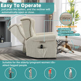 MEETWARM Power Swivel Rocking Glider Recliner Chair with Heat and Vibration, Electric Rocker Nursery Reclining Chair, Wingback Tufted Upholstered Recliner for Living Room, Type-C & USB Ports (Beige) MEETWARM