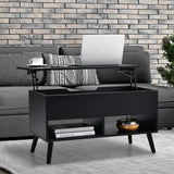 Giantex Lift Top Coffee Table, Modern Cocktail Table w/Hidden Compartment & 2 Open Shelves, Flip Top Center Table, Wooden Pull up Coffee Table for Living Room, Reception Room, Office (Black) Giantex