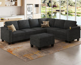 Belffin Chenille Modular Sectional Sofa Convertible L Shaped Corner Couches for Living Room with Storage Armrest with Cup Holder Dark Grey Couch Belffin