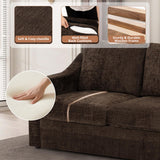 ACMEASE 2 Pieces Chenille Sofa Sets w/Comfortable Back Cushions, Modern Loveseat & Sofa w/Deep Seat Space, Upholstered 2 Seat & 3 Seats Couch Sets w/High Resiliency Foam for Living Room, Office Brown ACMEASE