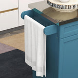HOMCOM Kitchen Island on Wheels, Rolling Kitchen Cart with Stainless Steel Countertop, Drawer, Towel Rack and Spice Rack, Utility Storage Trolley, Blue HOMCOM