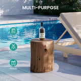 SUNBURY Outdoor Stump Side Table, Faux Wooden Concrete Side Table, Tree Stump Wooden Stool, Patio End Table, Round Outdoor Accent Drum Table, Light Brown Ottoman or Plant Stand SUNBURY