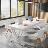 Tribesigns 6.5FT Conference Table for 6-8 People, 78 inch Long Rectangular Seminar Table with Strong Metal Frame, Business Furniture Boardroom Desk for Office Meeting Conference Room (1PCS, White) Tribesigns