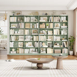 FACBOTALL Bookshelf and Bookcase, 6-Tier Double Wide Bookshelves, Freestanding Display Storage Shelves, Tall Bookcases for Home Decor Bedroom, Living Room, Home Office, Green FACBOTALL