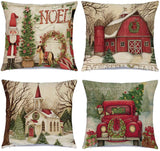 Hlonon Christmas Decorations Christmas Pillow Covers 18 x 18 Inches Set of 4 - Xmas Series Cushion Pillow Cover Custom Zippered Square Pillowcase Hlonon
