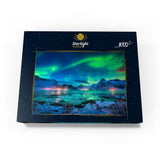 MyPuzzle Aurora Borealis Over Sea Coast, Lights at Night. Northern Lights On Lofoten Islands, Norway - Premium 1000 Piece Jigsaw Puzzle for Adults MyPuzzle.com