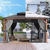 Amopatio 12' X 16' Wood Gazebo, Hardtop Gazebos with Galvanized Steel Double Roof, Metal Outdoor Permanent Aluminum Gazebo for Patio Deck Backyard Amopatio
