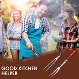 Patelai 2 Pcs Carving Meat Forks 12 in and 14 in Stainless Steel Serving Grilling Beef Forks with Wooden Handle for Kitchen Large Cooking Forged Set for Home Family Party Roast BBQ Accessories tools Patelai