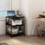 Fannova Printer Stand, 23.6 x18.9 x 29.5 Inches Large Printer Table with Adjustable Storage Shelf, 3 Tier Rolling Printer Cart with Wheels for Home Office, Stand for Heat Press Mini Fridge, Black Fannova