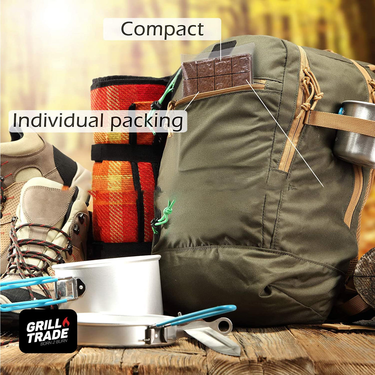 Grill Trade Fire Starter Squares 144, Easy Burn Your BBQ Grill, Camping Fire, Wood Stove, Smoker Pellets, Lump Charcoal, Fireplace - Fire Cubes are The Best Barbeque Accessories Grill Trade