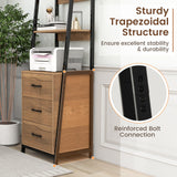Giantex Ladder Bookshelf with Drawers, 69" Tall Wooden Bookcase with 4 Shelves, Modern Book Shelf Storage Organizer Unit, Freestanding Display Shelving Rack for Living Room, Bedroom (Brown) Giantex