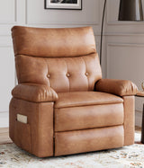 GarveeHome Oversized Wide Recliner Chair - Heat and Massage, Faux PU Leather Large Manual Recliner for Adults, Lazy Chair with 1.5X Sponge Comfort Arm and Back for Living Room, Bedroom GarveeHome