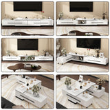 FAMAPY Modern TV Console Extendable Media Console, Adjustable Length, Contemporary Entertainment Center with Drawers and Legs, for Living Room White and Black (95”-133.9”W x 15.2”D x 13.1”H) FAMAPY