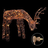 Alpine Corporation 24"H Outdoor Rattan Grazing Reindeer Lawn Decoration with White Lights , Christmas Decoration Alpine Corporation