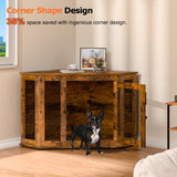 VENDORZ Corner Dog Crate Furniture, 44" Wooden Dog Kennel Furniture End Table with Mesh, Dog Kennel Indoor Furniture for Small Medium Dogs, Modern Decorative Wood Pet House Dog Cage Crate, Brown VENDORZ