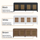 JYED Mid Century Modern TV Stand for TVs up to 75", with Gold Hollow Metal Mesh Decorated, Boho TV Console with Storage Cabinets, Black TV Stand for Living Room, 69.5"x15.6"x24.8" JYED DECOR