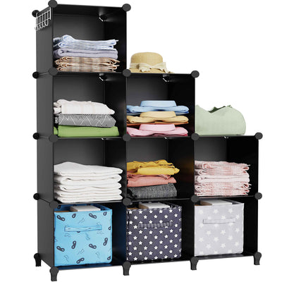 HOMIDEC Closet Organizers and Storage, 9 Cube Storage Organizer, Portable Closet Organizer Storage Cubes Shelves for Clothes, Bedroom, Closet, Wardrobe, Kids Room, Bathroom, Black