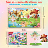 Wooden Puzzles for Kids Ages 4-6, 4 Packs 24 PCs Unicorn Mermaid Princess Fairy Jigsaw Puzzles, Preschool Educational Brain Teaser Toys for Girls 3 4 5 6 Years Old. VOMYOZB