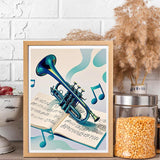 Trumpet with Music Notes Diamond Painting DIY Kits 5D Diamond Art Full Round Drill Crystal by Number Stitch Handmade Arts and Crafts for Living Room Home Wall Decor 12x16 inch Noveora