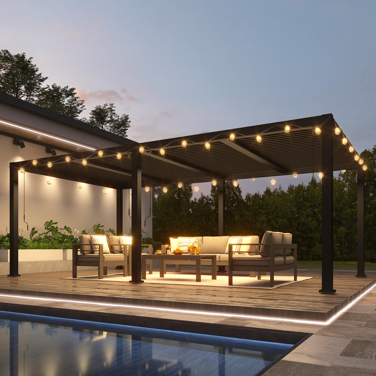 RoyalCraft Adjustable Louvered, Heavy-Duty Aluminum Outdoor Pergola, Metal Hardtop Pergola with Adjustable Roof for Patio, Deck, Garden, Yard (Black, 12' x 20') RoyalCraft