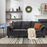 TYBOATLE 85" W Living Room Couch, Comfy Mid-Century Modern Grey Couch w/2 USB Charger & Wide Arms, 3 Seater Sofa w/2 Side Pockets for Bedroom, Apartment, Office TYBOATLE