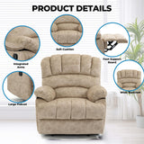 Modern Manual Recliner Chair for Adults,Lazy Boy Recliner Chair, Oversized Single Sofa with Footrest&Adjustable Backrest,Pockets,Fabric (Beige) HRVEOCEI