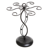 MyGift 6-Hook Rotating Wine Glass Rack with Sturdy Base & Scrollwork Design - Black Metal Countertop Stemware Holder | Rust-Resistant, Space-Saving Storage for Kitchen, Bar, Dining Table (13.75" H) MyGift