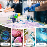 Nicpro 18 Colors 8.45oz Metallic Acrylic Pour Paint Supplies Kit, Large Volume Ready to Pour Premixed High Flow Pouring Paint Set with Silicone Pouring Oil, Gloves, Instructions for Beginner DIY Nicpro