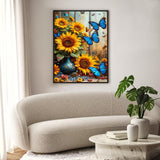 Diamond Art Kits for Adults Sunflower, DIY 5D Diamond Painting Kit for Beginners Flower Butterfly, Full Round Drill Gem Art Dots for Adults, Perfect for Home Wall Decor 12X16 Inch Okarina