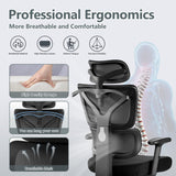 Winrise Office Chair Ergonomic Desk Chair, High Back Gaming Chair, Big and Tall Reclining Comfy Home Office Chair Lumbar Support Breathable Mesh Computer Chair Adjustable Armrests (Black) Winrise