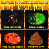 Trubic Dinosaur Slime Making Kit for Boys, Butter and Crystal Slime, Glow in The Dark and Add-ins with Storage Box, Dino Figurines with Lava, DIY Birthday Party Favors Gift Toys for Kids 6-12 Trubic